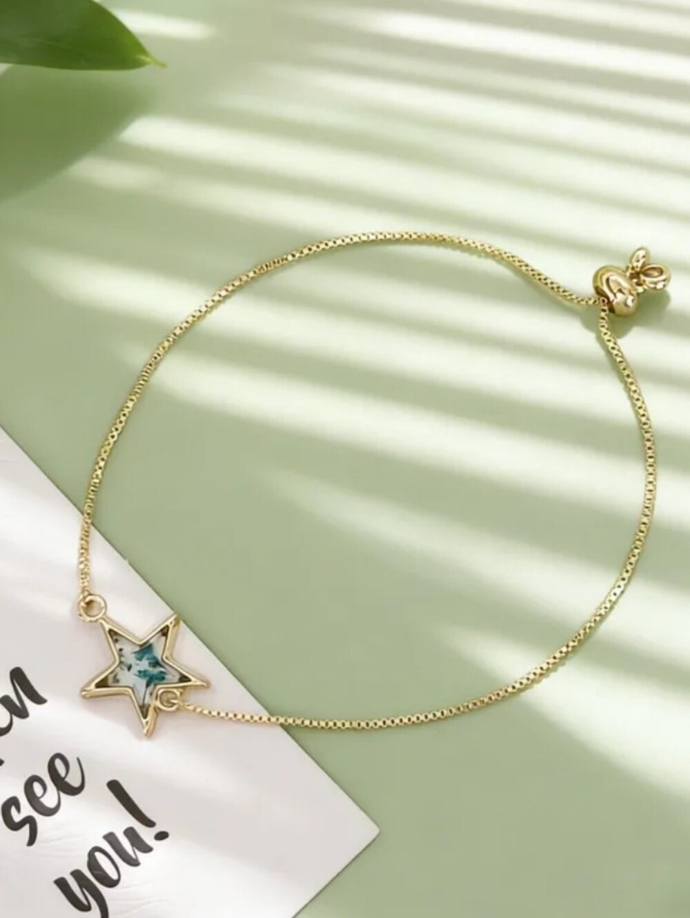 Unique Gold Tone Star Bracelet Blue Accent Novel Statement Jewelry